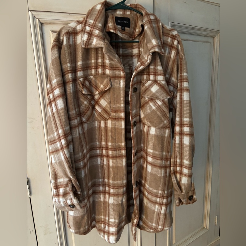 plaid warm love tree jacket